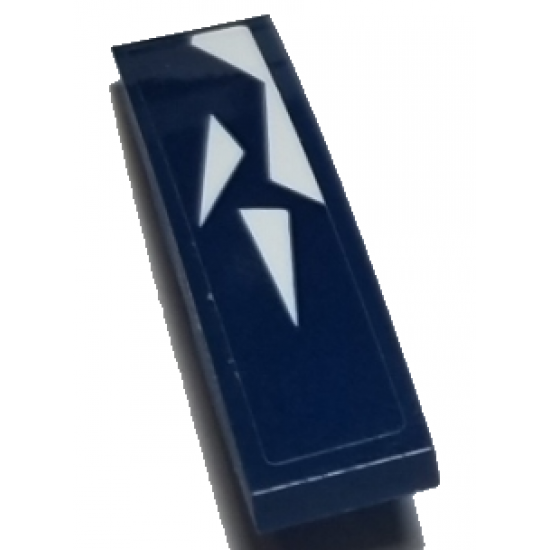 Slope, Curved 4 x 1 with White Triangles on Dark Blue Background Pattern Model Left Side (Sticker) - Set 75885