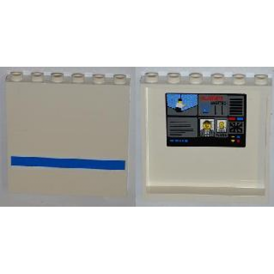 Panel 1 x 6 x 5 with 4 Surveillance Screens on Inside and Blue Stripe on Outside Pattern (Stickers) - Set 7288