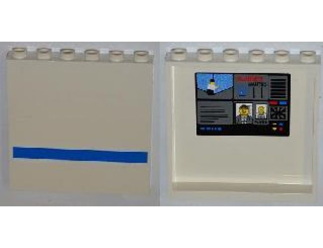 Panel 1 x 6 x 5 with 4 Surveillance Screens on Inside and Blue Stripe on Outside Pattern (Stickers) - Set 7288