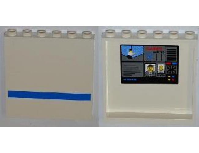 Panel 1 x 6 x 5 with 4 Surveillance Screens on Inside and Blue Stripe on Outside Pattern (Stickers) - Set 7288