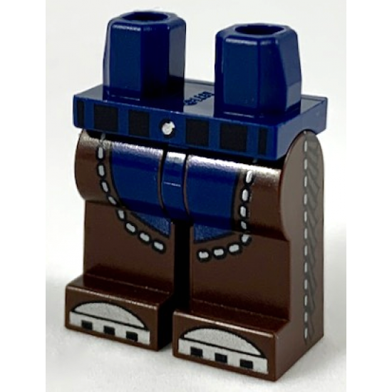 Hips and Dark Brown Legs, Chaps over Dark Blue Pants, Silver Toes Pattern