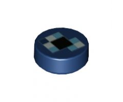 Tile, Round 1 x 1 with Pixelated Blue and Black Pattern (Minecraft Ender Pearl)