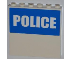 Panel 1 x 6 x 5 with White 'POLICE' on Blue Background Half Height Pattern (Sticker) - Set 7498
