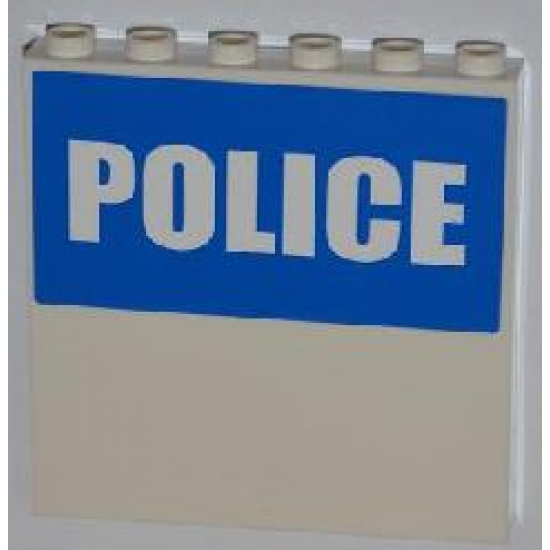 Panel 1 x 6 x 5 with White 'POLICE' on Blue Background Half Height Pattern (Sticker) - Set 7498