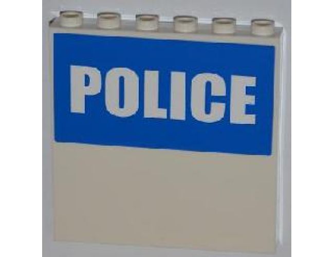 Panel 1 x 6 x 5 with White 'POLICE' on Blue Background Half Height Pattern (Sticker) - Set 7498