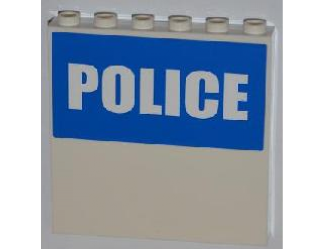 Panel 1 x 6 x 5 with White 'POLICE' on Blue Background Half Height Pattern (Sticker) - Set 7498