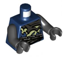 Torso Ninjago Tattered Silver and Yellowish Green Robe and Silver Chain Belt Pattern / Black Arms / Black Hands