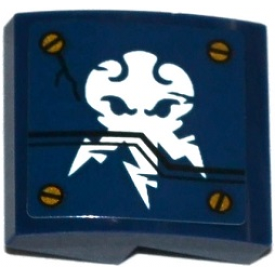 Slope, Curved 2 x 2 with Screws and Ninjago Lightning Power Emblem Pattern (Sticker) - Set 70754