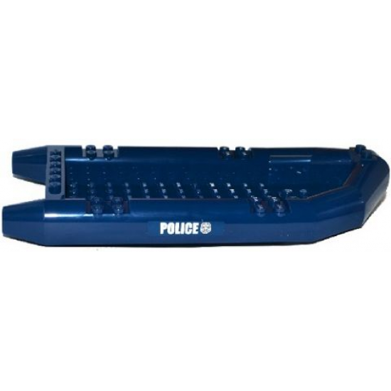 Boat Rubber Raft, Large with White 'POLICE' and Silver Police Badge Pattern on Both Sides (Stickers) - Set 60069