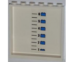 Panel 1 x 6 x 5 with Numbered Height Chart and Lego Bricks Pattern on Inside (Sticker) - Set 7498