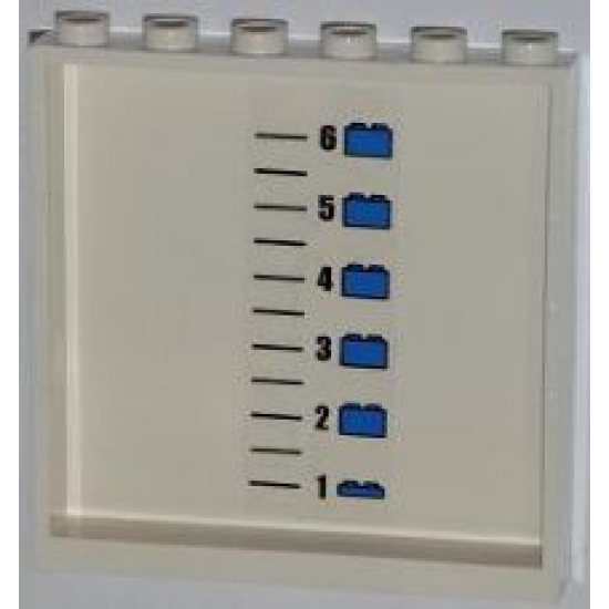 Panel 1 x 6 x 5 with Numbered Height Chart and Lego Bricks Pattern on Inside (Sticker) - Set 7498