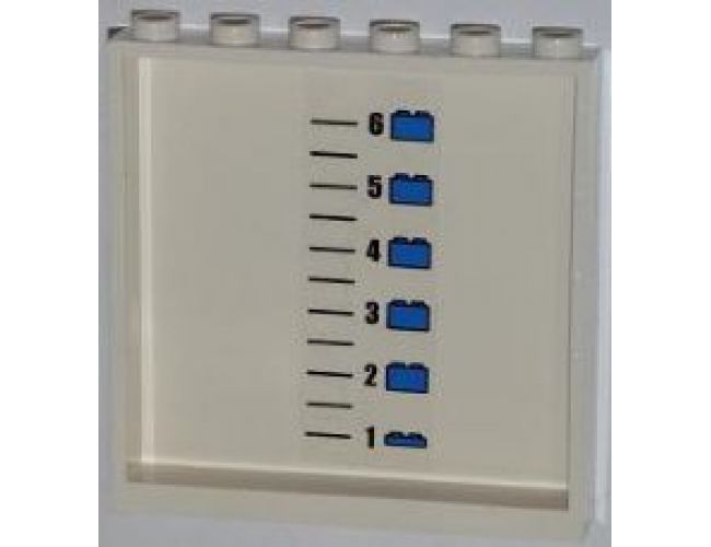 Panel 1 x 6 x 5 with Numbered Height Chart and Lego Bricks Pattern on Inside (Sticker) - Set 7498