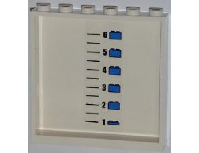 Panel 1 x 6 x 5 with Numbered Height Chart and Lego Bricks Pattern on Inside (Sticker) - Set 7498