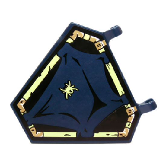 Flag 5 x 6 Hexagonal with Dark Blue Cloth Hung on Yellowish Green Frame and Spider Pattern (Sticker) - Set 70732