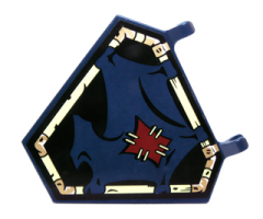 Flag 5 x 6 Hexagonal with Dark Blue Cloth Hung on Yellowish Green Frame and Dark Red Patch Pattern (Sticker) - Set 70732