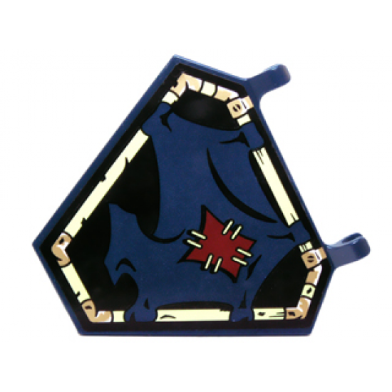 Flag 5 x 6 Hexagonal with Dark Blue Cloth Hung on Yellowish Green Frame and Dark Red Patch Pattern (Sticker) - Set 70732