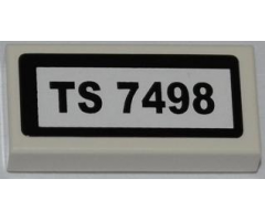 Tile 1 x 2 with 'TS 7498' Pattern (Sticker) - Set 7498