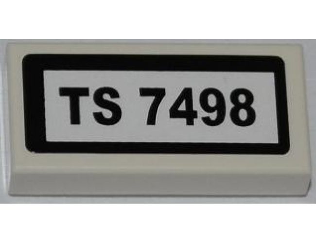 Tile 1 x 2 with 'TS 7498' Pattern (Sticker) - Set 7498
