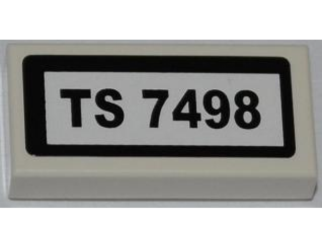 Tile 1 x 2 with 'TS 7498' Pattern (Sticker) - Set 7498