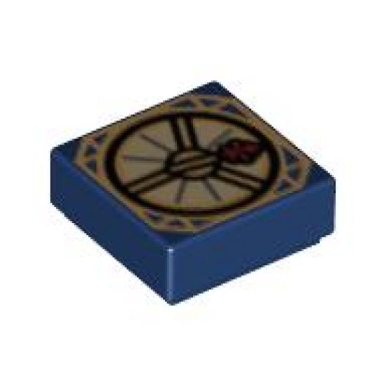 Tile 1 x 1 with Magic Compass with Thick Dark Red Needle Pattern