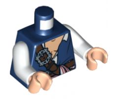 Torso PotC Vest with White Open Shirt and Belts and Red and White Sash Pattern / White Arms / Light Nougat Hands
