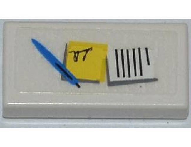 Tile 1 x 2 with Notepad, Sticky Note and Pen Pattern (Sticker) - Set 7498