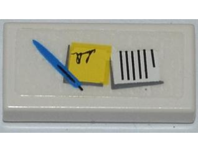 Tile 1 x 2 with Notepad, Sticky Note and Pen Pattern (Sticker) - Set 7498