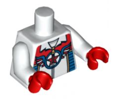 Torso Zipper Top with Red Star in Blue Circle with Wings Pattern / White Arms / Red Hands
