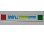 Tile 1 x 6 with Red and Green Squares and 'WORLD GRAND PRIX' Pattern (Sticker) - Set 8678