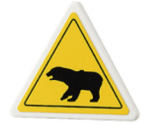 Road Sign 2 x 2 Triangle with Clip with Black Bear Pattern (Sticker) - Set 4436