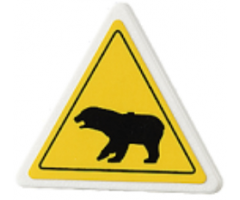 Road Sign 2 x 2 Triangle with Clip with Black Bear Pattern (Sticker) - Set 4436