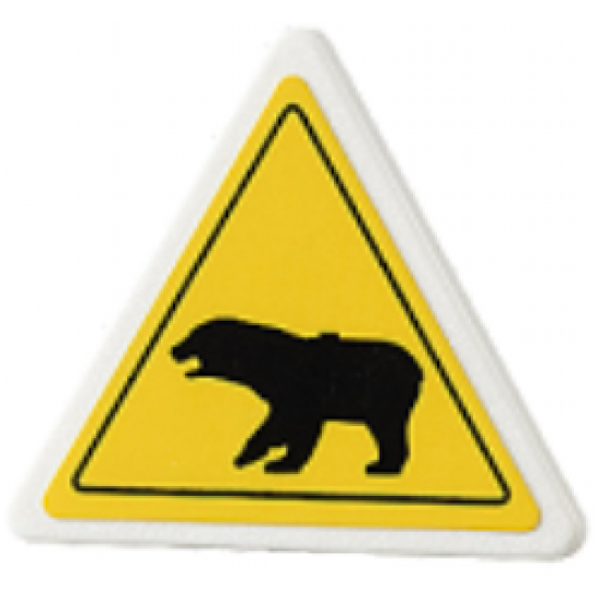 Road Sign 2 x 2 Triangle with Clip with Black Bear Pattern (Sticker) - Set 4436