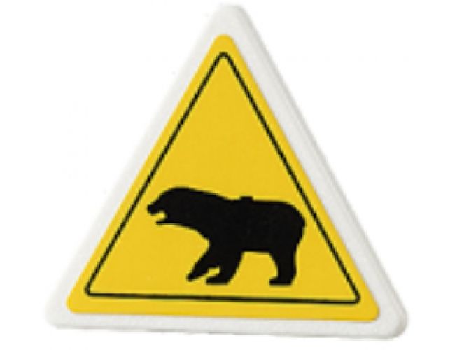 Road Sign 2 x 2 Triangle with Clip with Black Bear Pattern (Sticker) - Set 4436