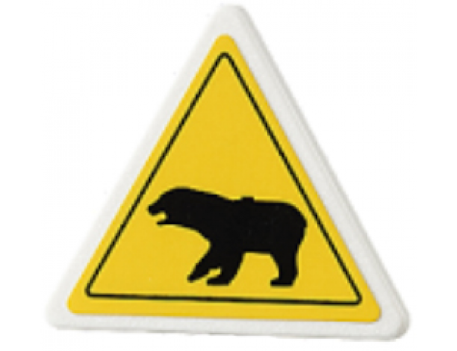 Road Sign 2 x 2 Triangle with Clip with Black Bear Pattern (Sticker) - Set 4436