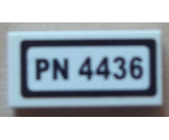 Tile 1 x 2 with 'PN 4436' Pattern (Sticker) - Set 4436