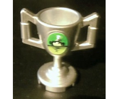 Minifigure, Utensil Trophy Cup with World Racer and Smoke on Green and Lime Background Pattern (Sticker) - Set 8899