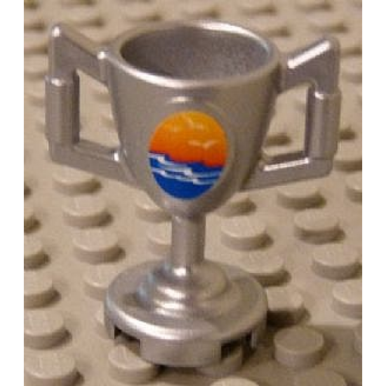 Minifigure, Utensil Trophy Cup with Ocean Waves and Seagulls Pattern (Sticker) - Set 8897