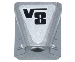 Vehicle Air Scoop Engine Top 2 x 2 with Black 'V8' on Silver Background Pattern (Sticker) - Set 8656