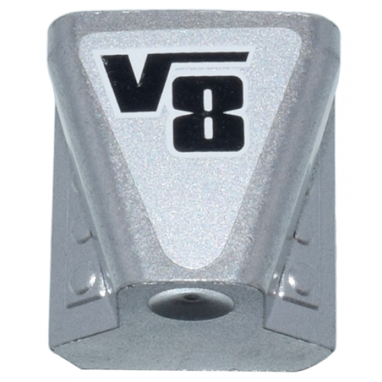 Vehicle Air Scoop Engine Top 2 x 2 with Black 'V8' on Silver Background Pattern (Sticker) - Set 8656