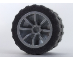 Wheel & Tire Assembly 18mm D. x 14mm Spoked with Black Tire 24 x 14 Shallow Tread (51377 / 30648)