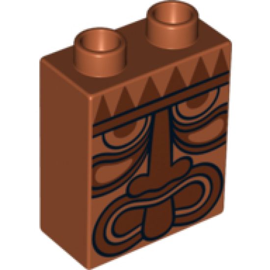 Duplo, Brick 1 x 2 x 2 with Tribal Mask Pattern