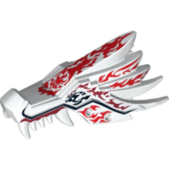 Animal, Body Part Dragon Head (Ninjago) Upper Jaw with Red and Dark Red Fire Spirit Pattern