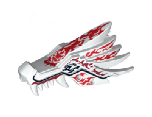 Animal, Body Part Dragon Head (Ninjago) Upper Jaw with Red and Dark Red Fire Spirit Pattern