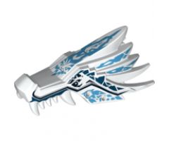 Animal, Body Part Dragon Head (Ninjago) Upper Jaw with Medium Blue and Dark Blue Sections and Ice Spirit Pattern