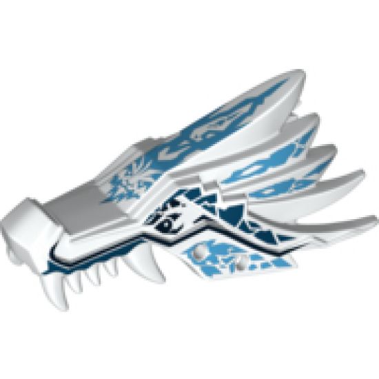 Animal, Body Part Dragon Head (Ninjago) Upper Jaw with Medium Blue and Dark Blue Sections and Ice Spirit Pattern