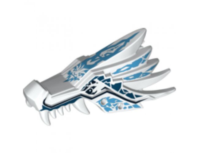 Animal, Body Part Dragon Head (Ninjago) Upper Jaw with Medium Blue and Dark Blue Sections and Ice Spirit Pattern