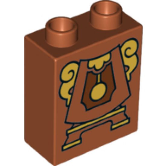 Duplo, Brick 1 x 2 x 2 with Cogsworth Clock Body Pattern