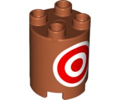 Duplo, Brick Round 2 x 2 x 2 with Red and White Target Pattern