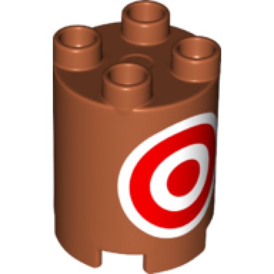 Duplo, Brick Round 2 x 2 x 2 with Red and White Target Pattern