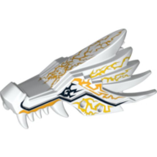 Animal, Body Part Dragon Head (Ninjago) Upper Jaw with Yellow Lightning Spirit Pattern